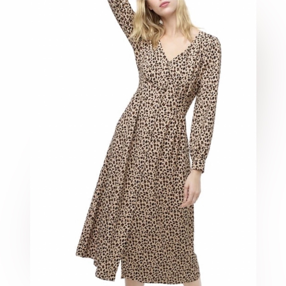 J. Crew Button-front A-line midi dress in leopard size 4P
